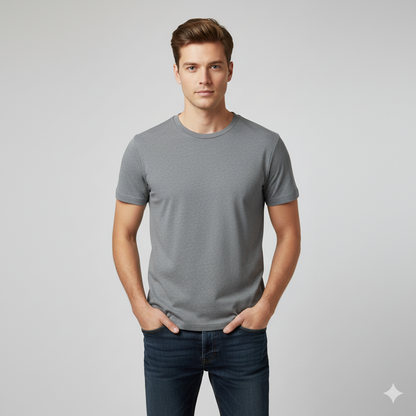 Premium Heavyweight Cotton Crewneck Tee - Minimalist Basic Series