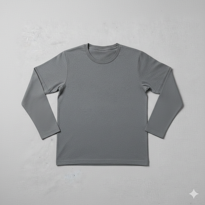 Option 1 (Keyword Focused): Men's Premium Cotton Long Sleeve T-Shirt - Minimalist Grey Crew Neck Base Layer, Slim Fit, Heavyweight Athletic Undershirt