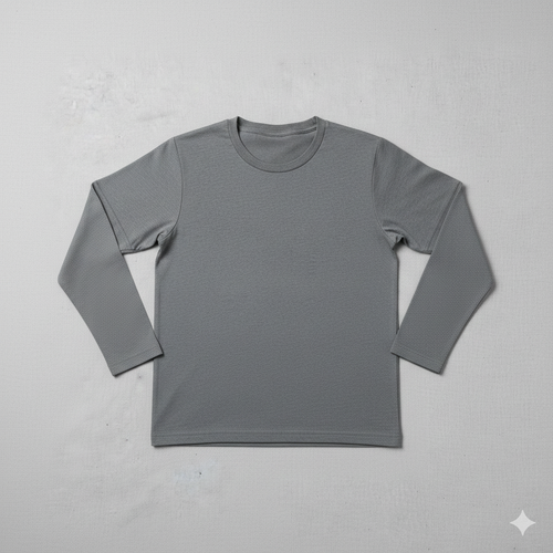 Option 1 (Keyword Focused): Men's Premium Cotton Long Sleeve T-Shirt - Minimalist Grey Crew Neck Base Layer, Slim Fit, Heavyweight Athletic Undershirt