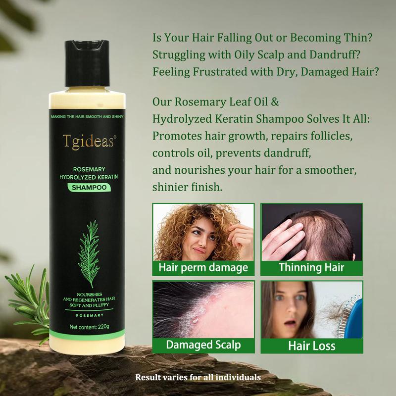 Tgideas Rosemary Shampoo + hair serum - BoostHair Growth, Control Oil & Dandruff,Soothe Scalp lritation & RestoreShine! Outdoorfun Hydrolyzed Keratin